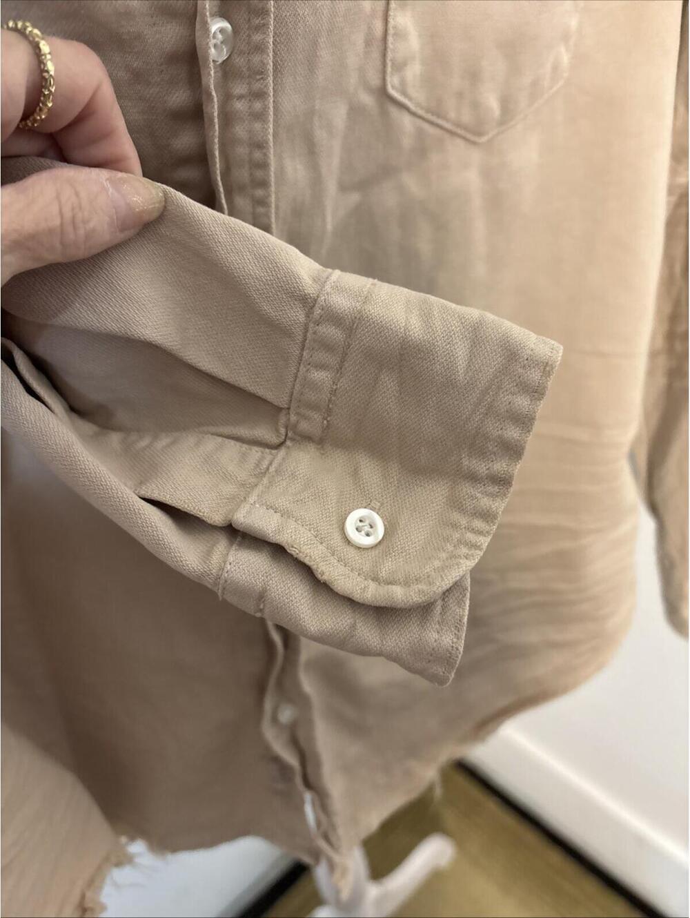 Frank & Eileen Barry Tan Distressed Button Down Long Sleeve Shirt Med - Picture 4 of 8